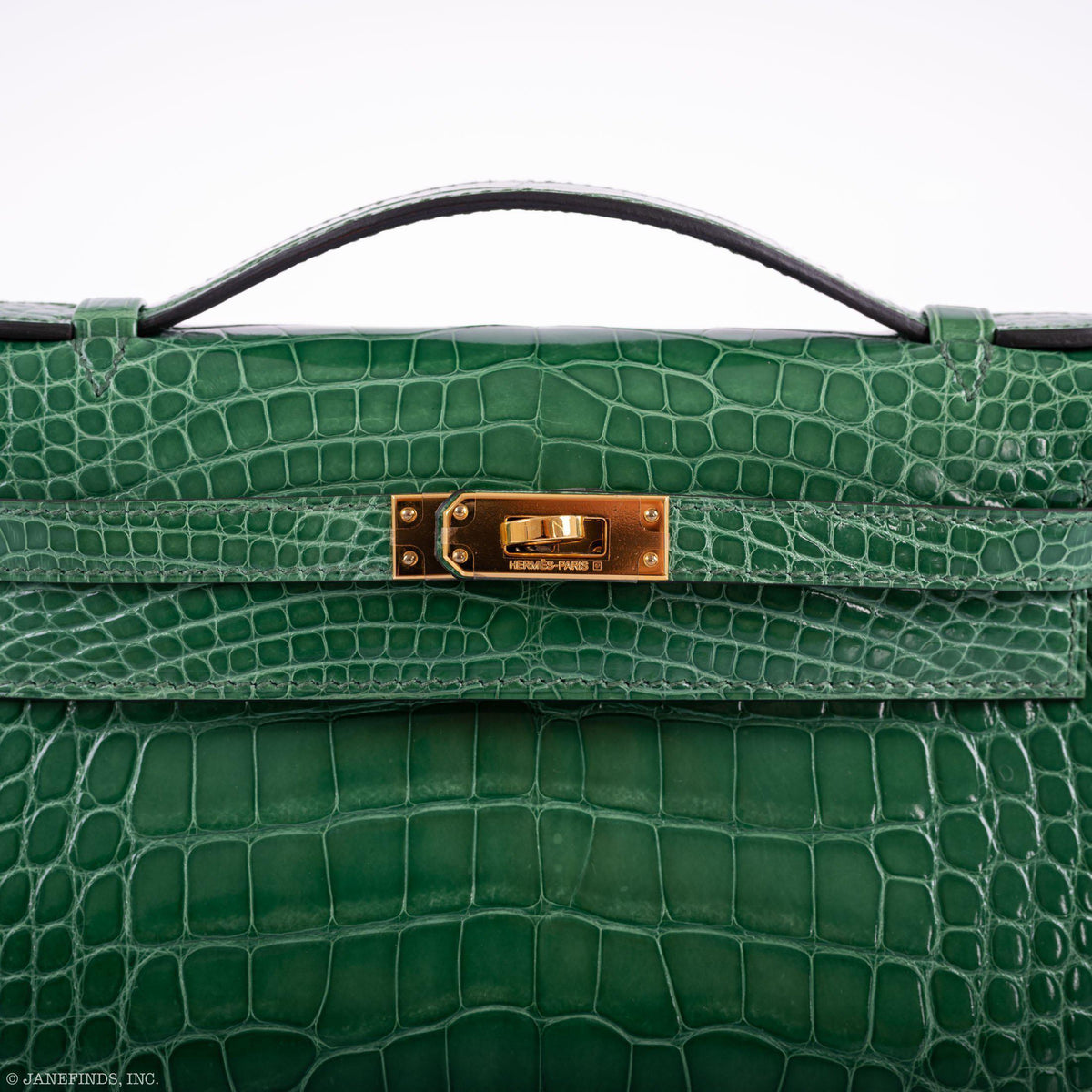 Hermes Kelly Pochette Cactus Alligator, product detail view 9