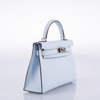 Hermes Kelly 20 Mini II Bleu Brume Hydra Epsom Palladium Hardware