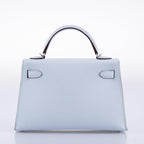 Hermes Kelly 20 Mini II Bleu Brume Hydra Epsom Palladium Hardware