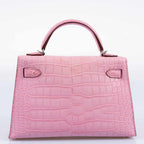Hermes Kelly 20 Mini II Sellier 5P Bubblegum Matte Pink Alligator Palladium Hardware