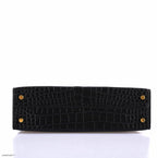 Hermes Kelly 20 Mini II Sellier Black Matte Alligator Gold Hardware