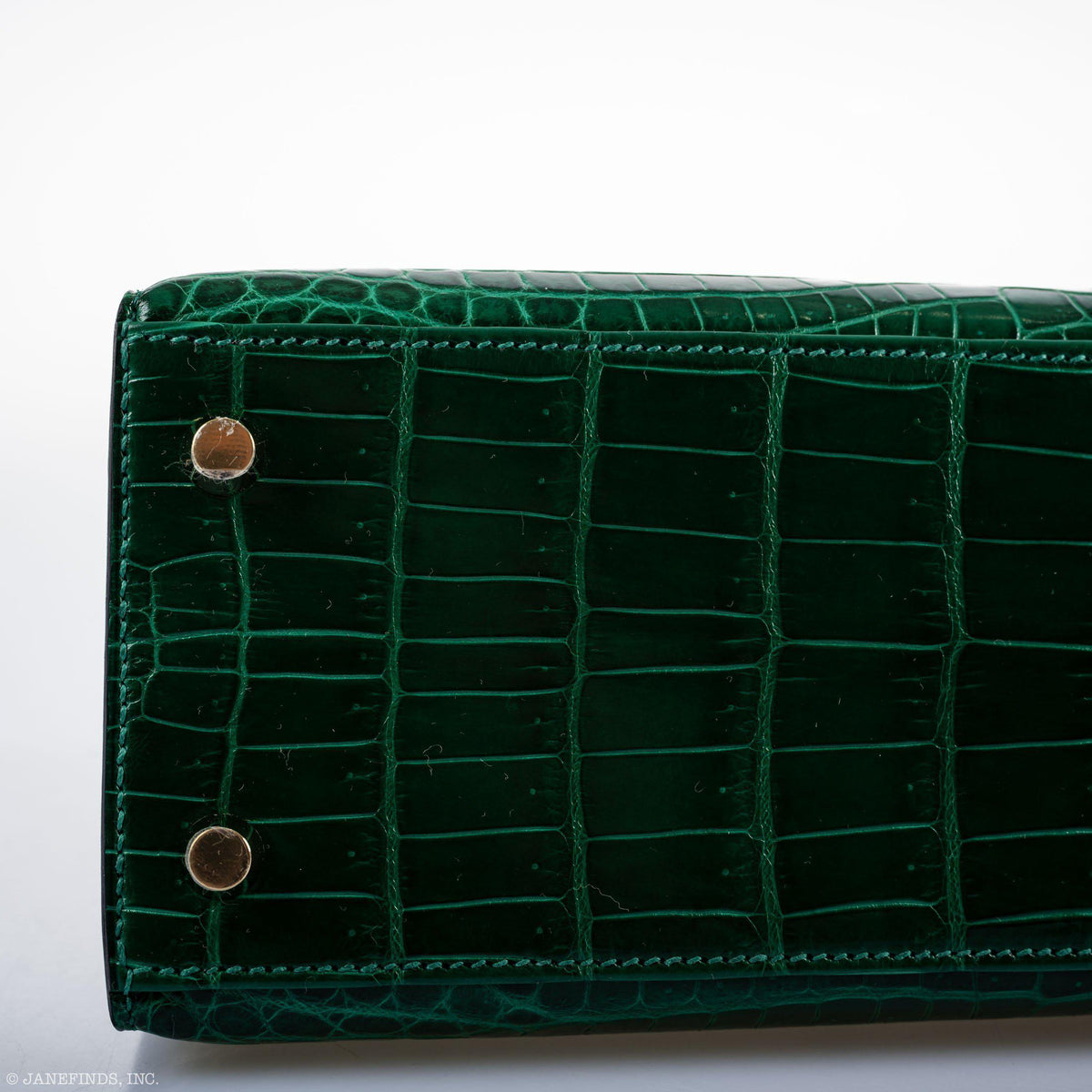 Hermes Kelly 25 HSS Sellier Emerald Nilo Crocodile & Cassis Brushed Gold Hardware - 2018, C - hardware detail