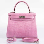 Hermes Kelly 25 Retourne 5P Bubblegum Pink Matte Alligator Palladium Hardware