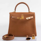 Hermes Kelly 25 Retourne Gold Togo Gold Hardware