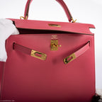 Hermes Kelly 25 Sellier Rose Lipstick Tadelakt