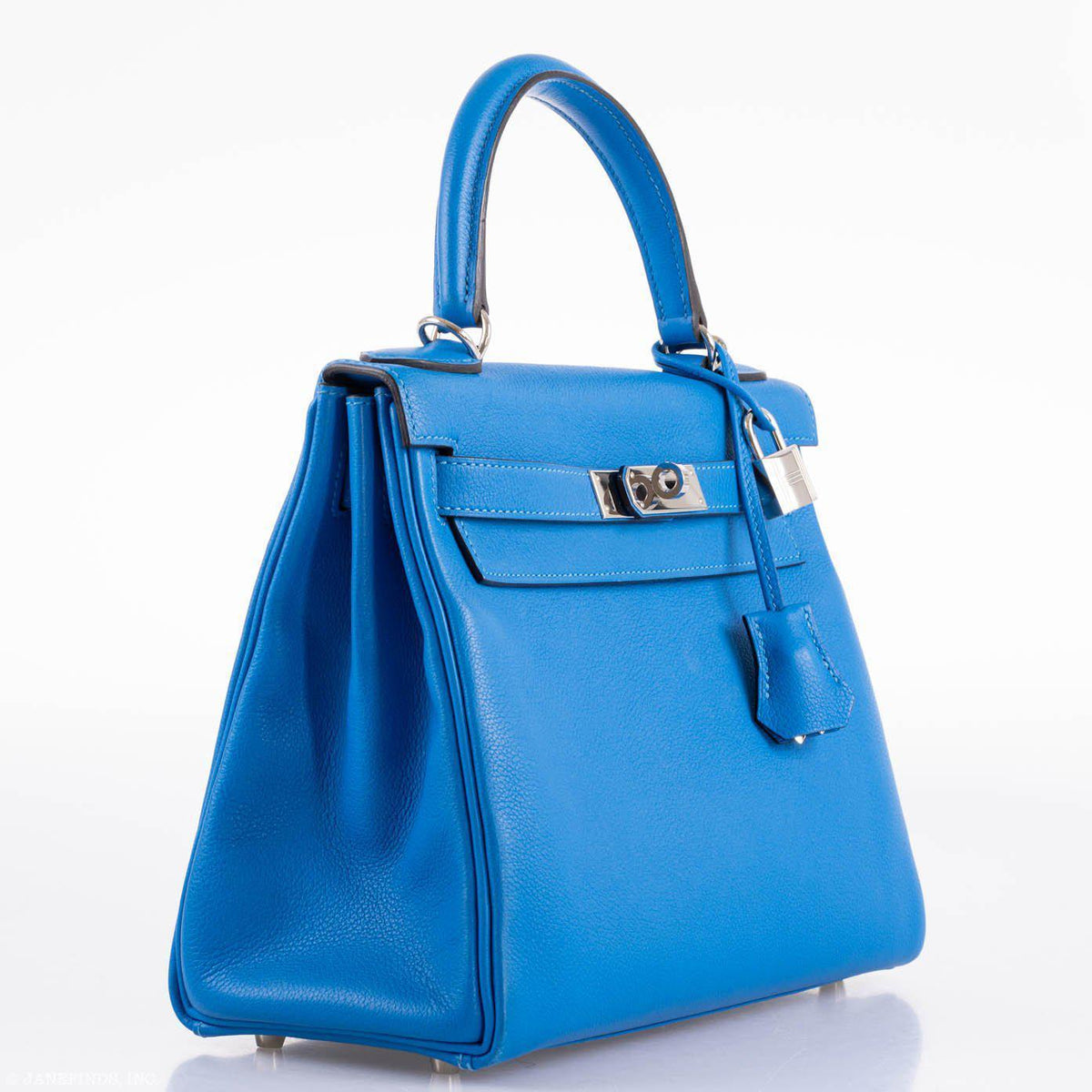 Hermes Kelly 28 Retourne Blue Hydra, side view