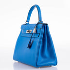 Hermes Kelly 28 Retourne Blue Hydra, back view