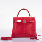 Hermes Kelly 28 Retourne Rose Extreme Matte Alligator, product detail view 10