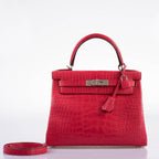 Hermes Kelly 28 Retourne Rose Extreme Matte Alligator, product detail view 11