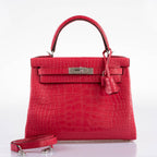 Hermes Kelly 28 Retourne Rose Extreme Matte Alligator, back view