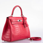 Hermes Kelly 28 Retourne Rose Extreme Matte Alligator, product detail view 6