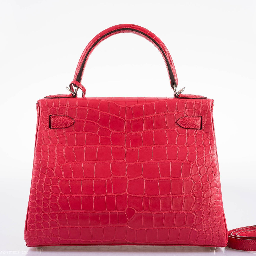 Hermes Kelly 28 Retourne Rose Extreme Matte Alligator, product detail view 7