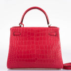 Hermes Kelly 28 Retourne Rose Extreme Matte Alligator, product detail view 7