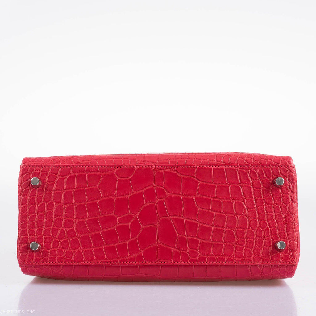 Hermes Kelly 28 Retourne Rose Extreme Matte Alligator, product detail view 8