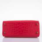 Hermes Kelly 28 Retourne Rose Extreme Matte Alligator, product detail view 8