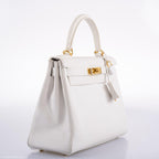 Hermes Kelly 28 Retourne White Epsom, back view