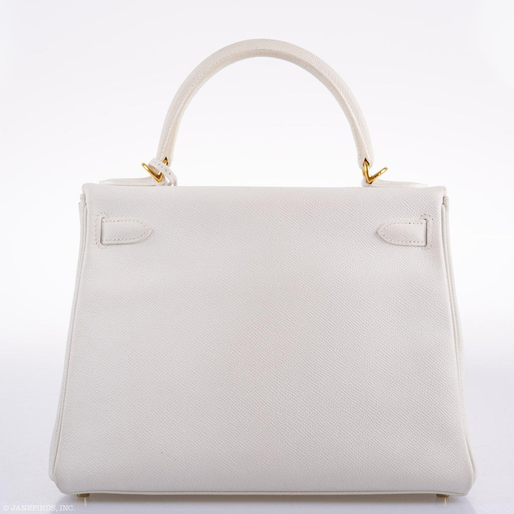 Hermes Kelly 28 Retourne White Epsom, product detail view 6