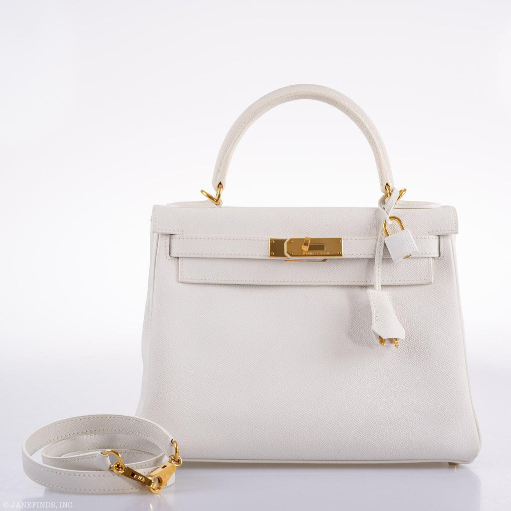 Hermes Kelly 28 Retourne White Epsom, product detail view 7