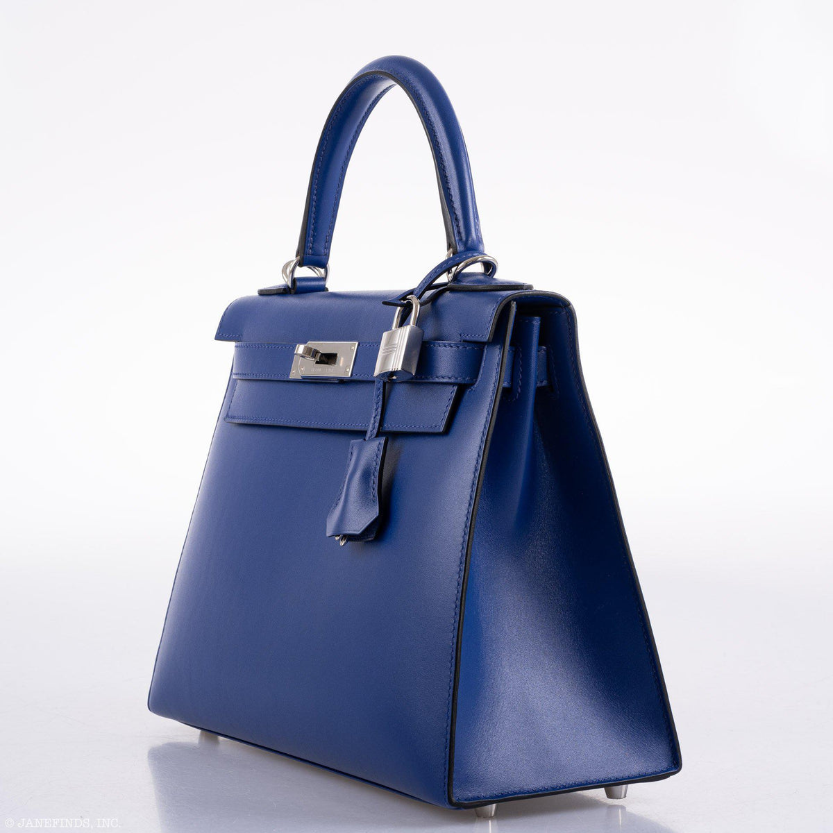 Hermes Kelly 28 Sellier Blue Electric Tadelakt, interior and construction detail