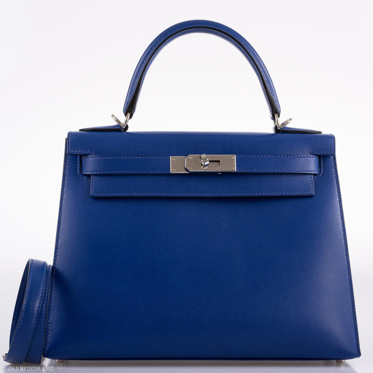 Hermes Kelly 28 Sellier Blue Electric Tadelakt, product detail view 5