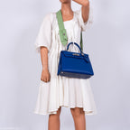 Hermes Kelly 28 Sellier Blue Electric Tadelakt, product detail view 6