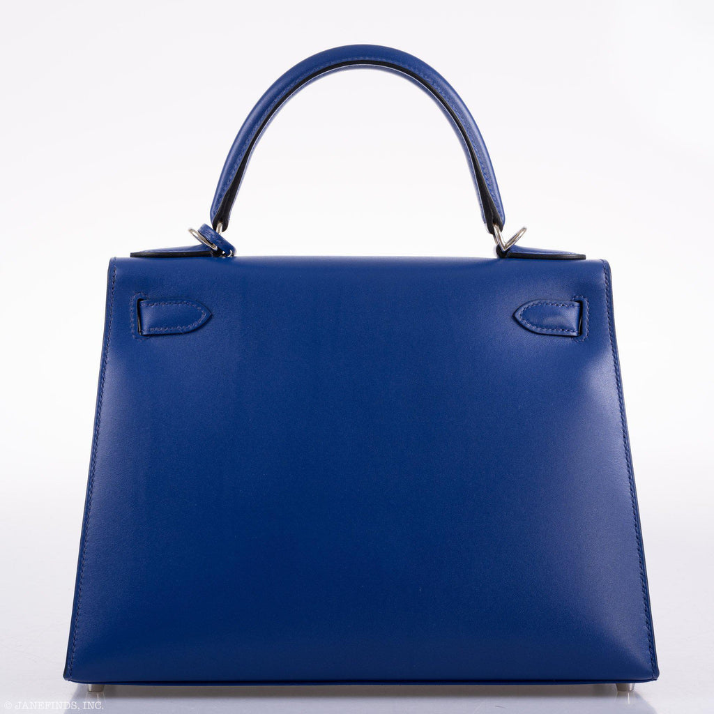 Hermes Kelly 28 Sellier Blue Electric Tadelakt, product detail view 8
