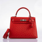 Hermes Kelly 28 Sellier Rouge Vif Ostrich, product detail view 5