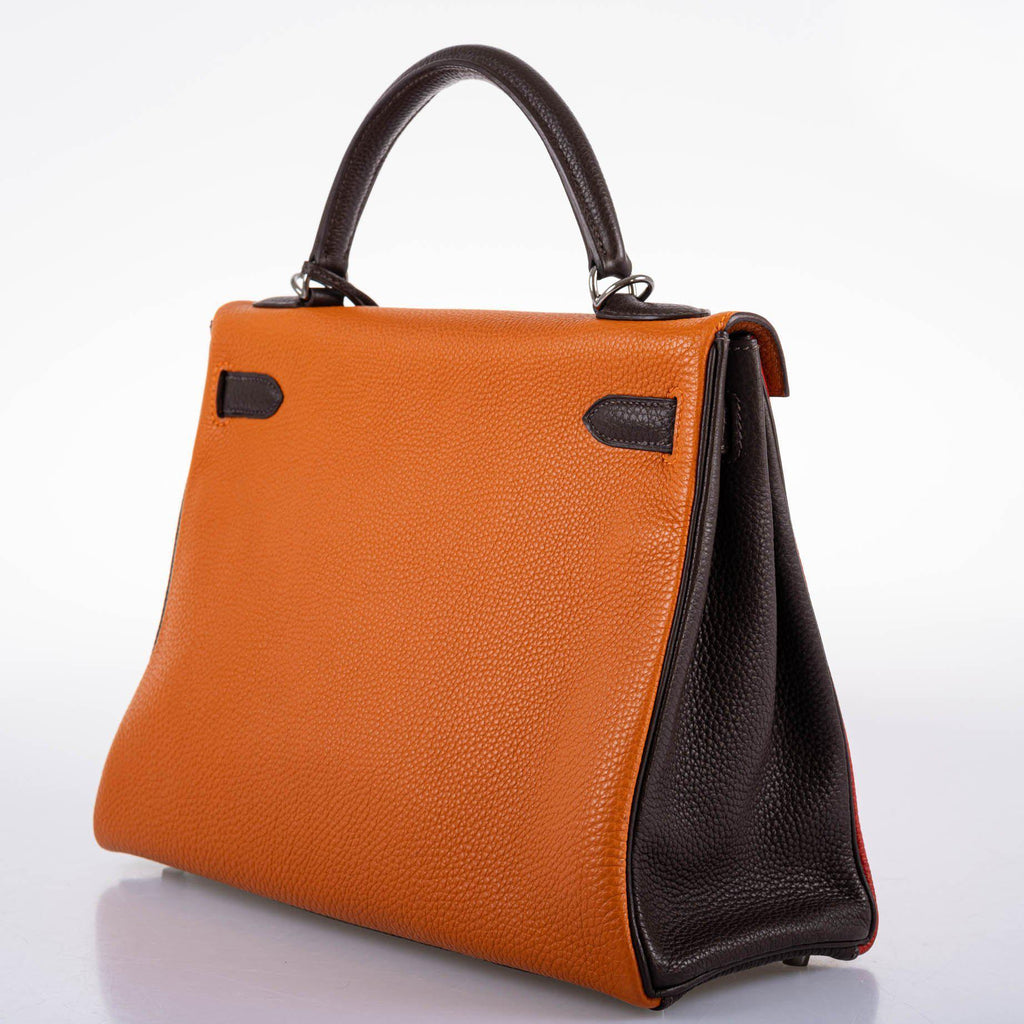 Hermes Kelly 32 Retourne Tri-Color, interior and construction detail