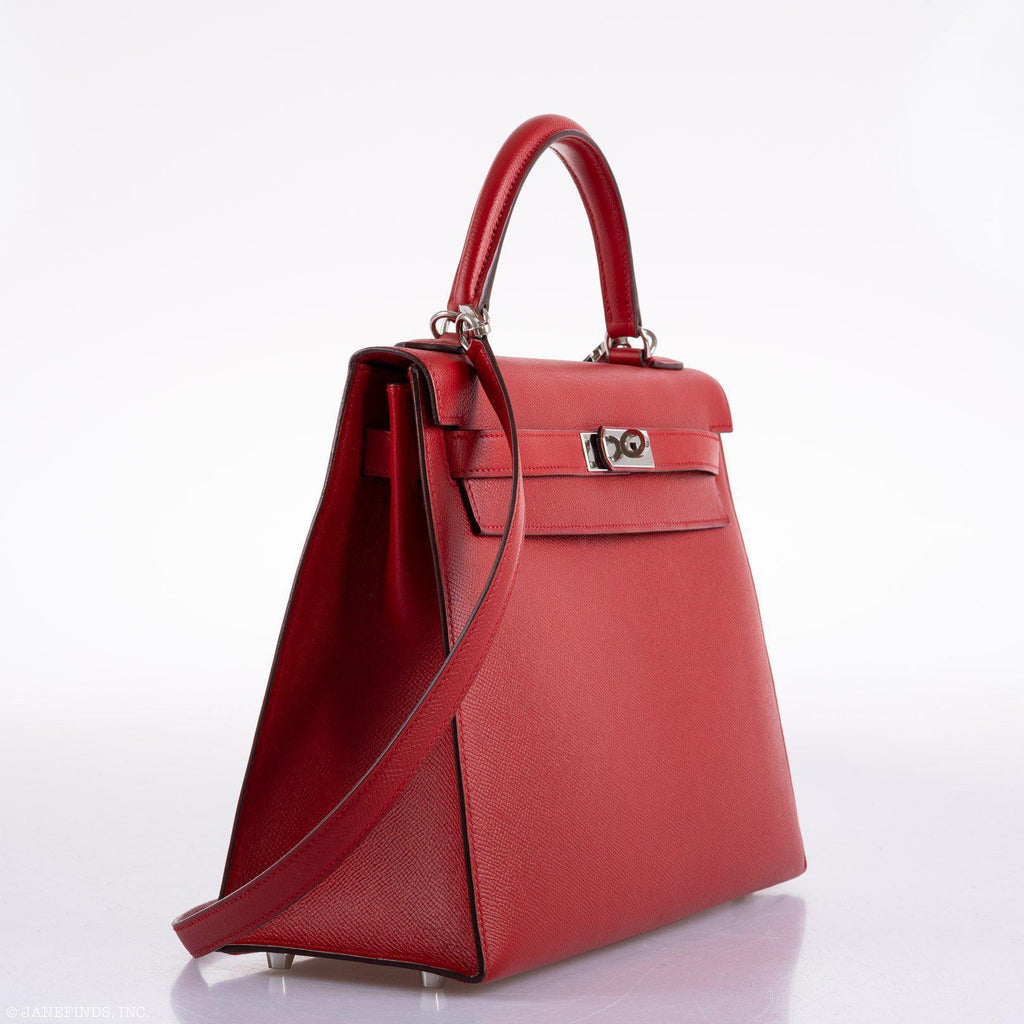 Hermes Kelly 32 Rouge Casaque Epsom, back view