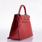 Hermes Kelly 32 Rouge Casaque Epsom, back view