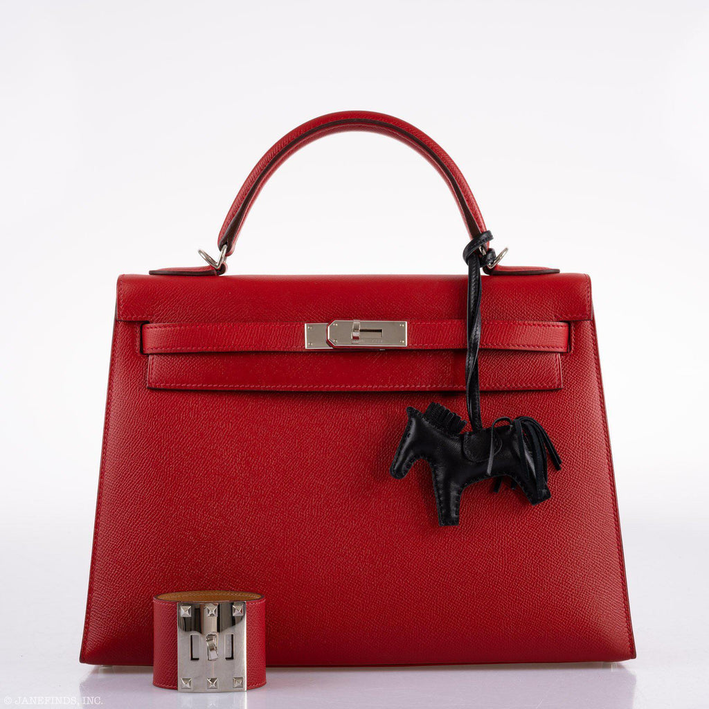Hermes Kelly 32 Rouge Casaque Epsom, product detail view 8