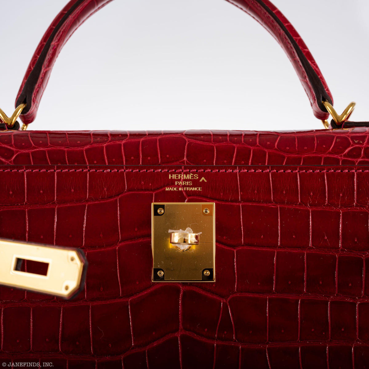 Hermes Kelly 32 Sellier Braise Porosus Crocodile, product detail view 8