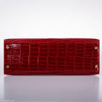 Hermes Kelly 32 Sellier Braise Porosus Crocodile, product detail view 9