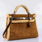 Hermes Kelly 35 Retourne Teddy Shearling, interior and construction detail