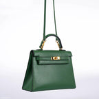 Hermes Mini Kelly 15 Vert Clair Courchevel with Gold Hardware, the Mini Kelly 15, showcasing its pristine cond