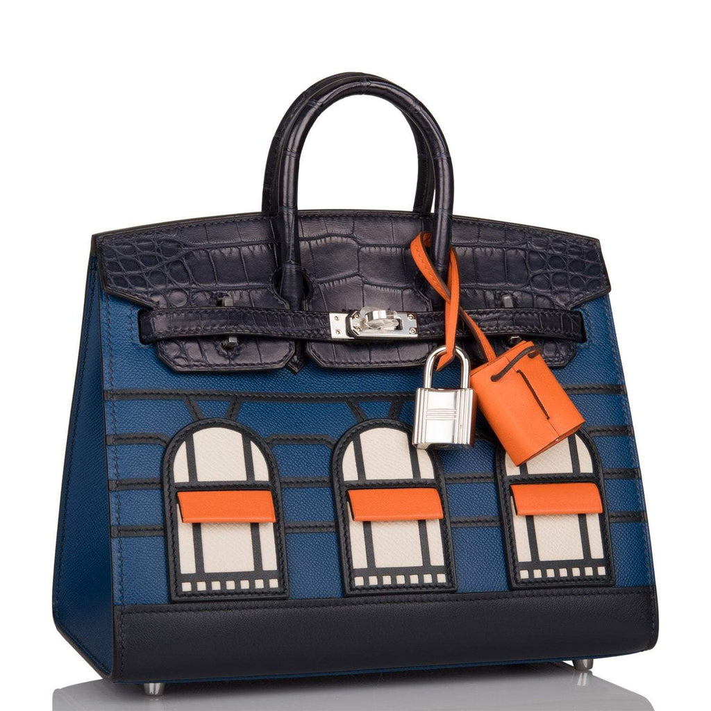 Hermes Bleu Sac Birkin Faubourg 20cm Palladium Hardware, side view