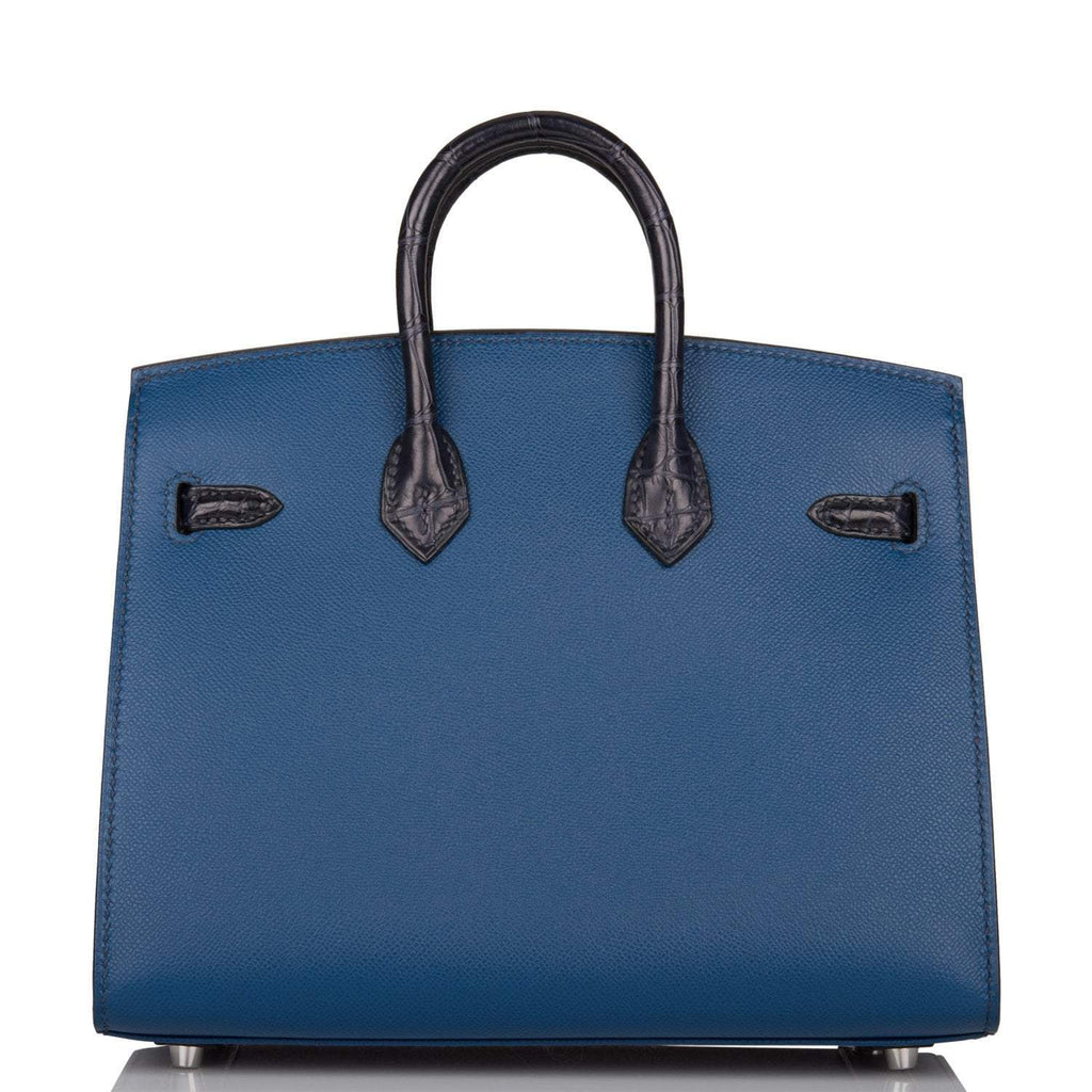 Hermes Bleu Sac Birkin Faubourg 20cm Palladium Hardware, interior and construction detail