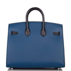 Hermes Bleu Sac Birkin Faubourg 20cm Palladium Hardware, interior and construction detail