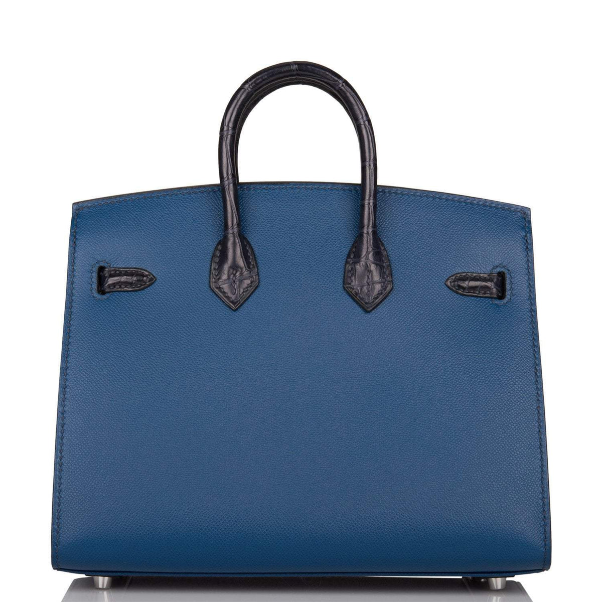 Hermes Bleu Sac Birkin Faubourg 20cm Palladium Hardware, interior and construction detail