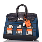 Hermes Bleu Sac Birkin Faubourg 20cm Palladium Hardware, product detail view 5