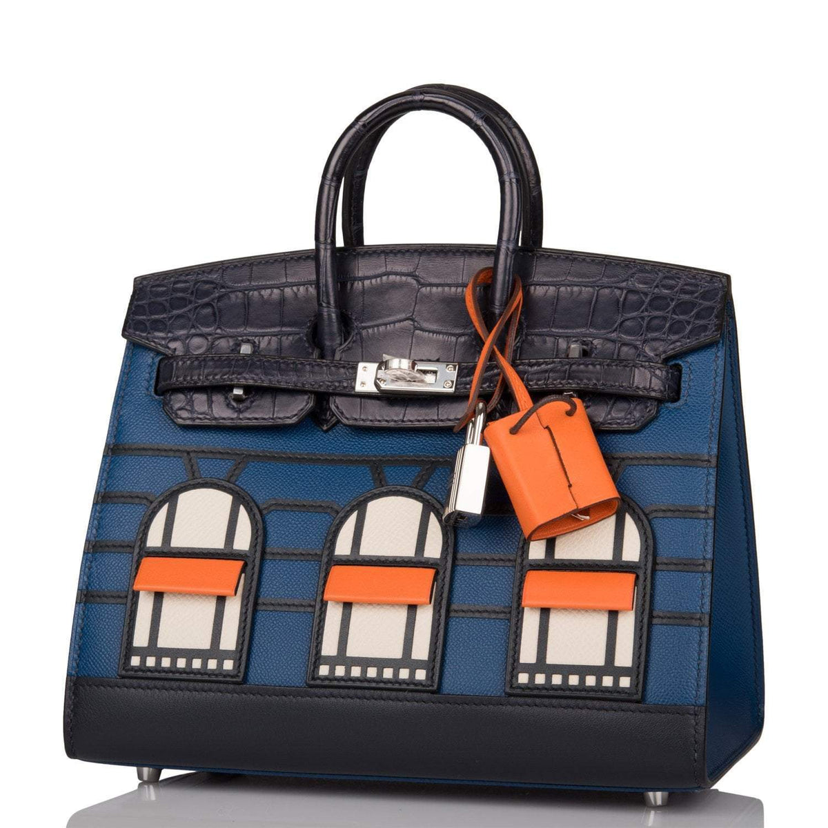 Hermes Bleu Sac Birkin Faubourg 20cm Palladium Hardware, product detail view 5