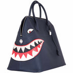 Hermes Bolide 40 Shark Indigo Blue Togo Bag Palladium Hardware, front view