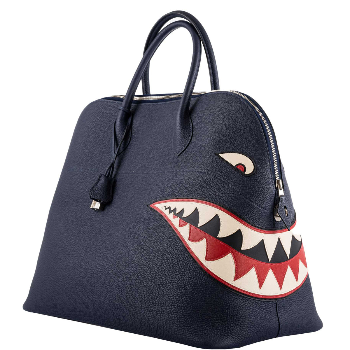 Hermes Bolide 40 Shark Indigo Blue Togo Bag Palladium Hardware, product detail view 10