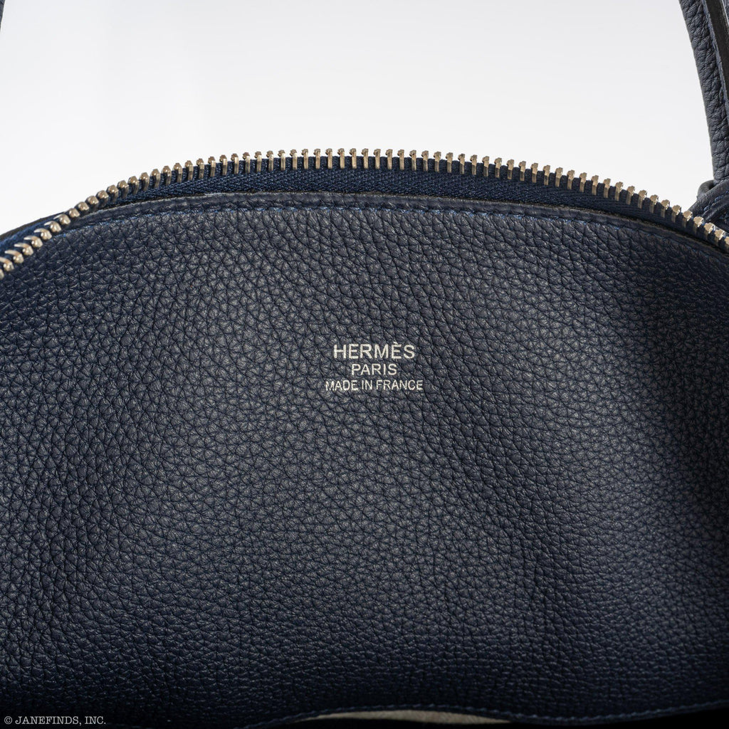 Hermes Bolide 40 Shark Indigo Blue Togo Bag Palladium Hardware, product detail view 12