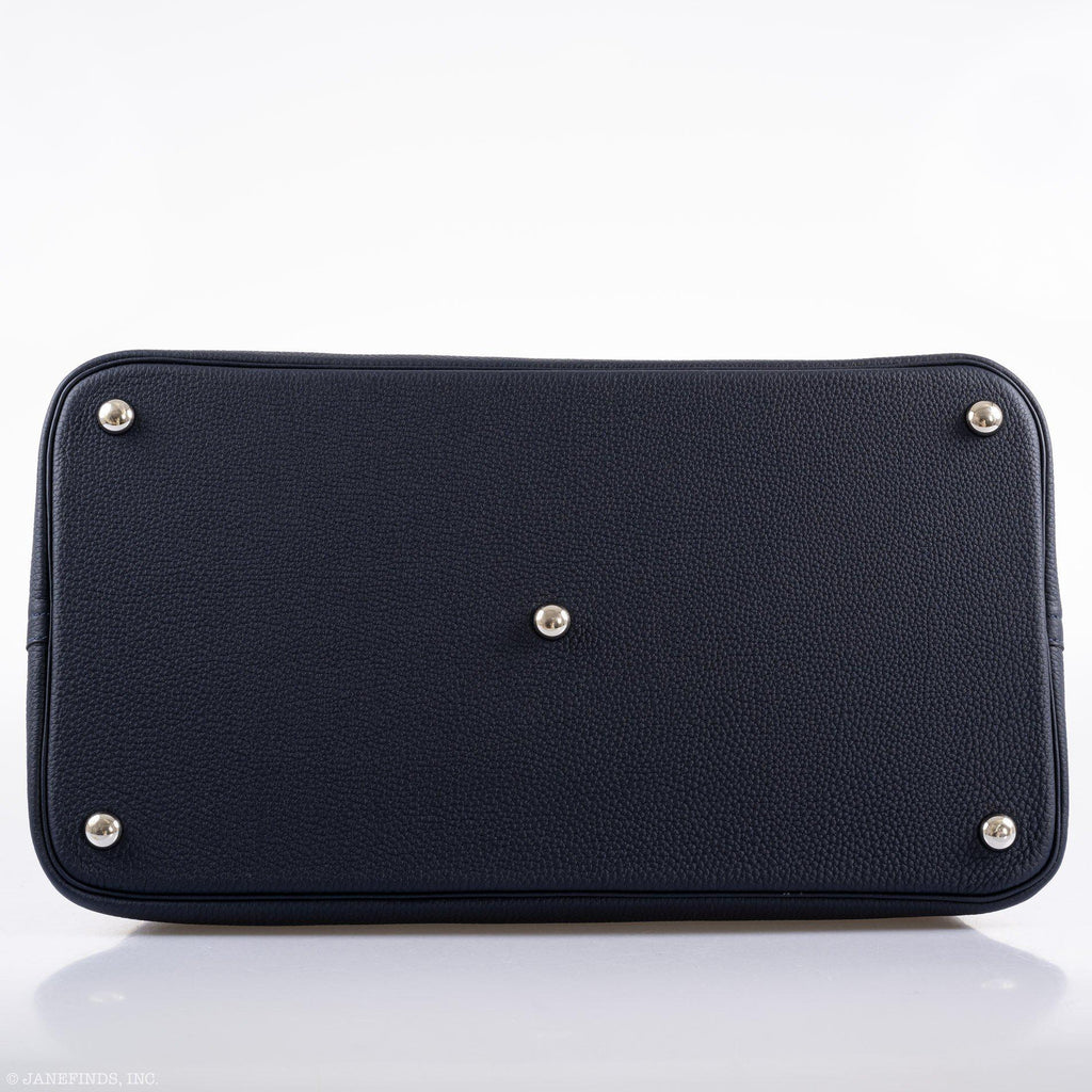 Hermes Bolide 40 Shark Indigo Blue Togo Bag Palladium Hardware, product detail view 14
