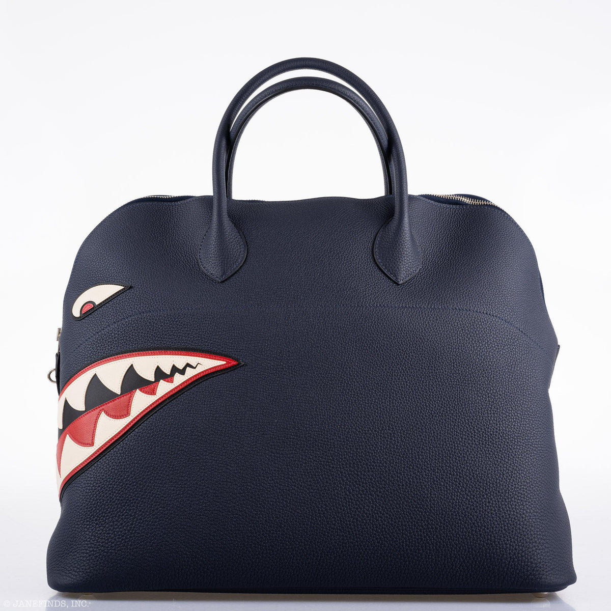 Hermes Bolide 40 Shark Indigo Blue Togo Bag Palladium Hardware, product detail view 15