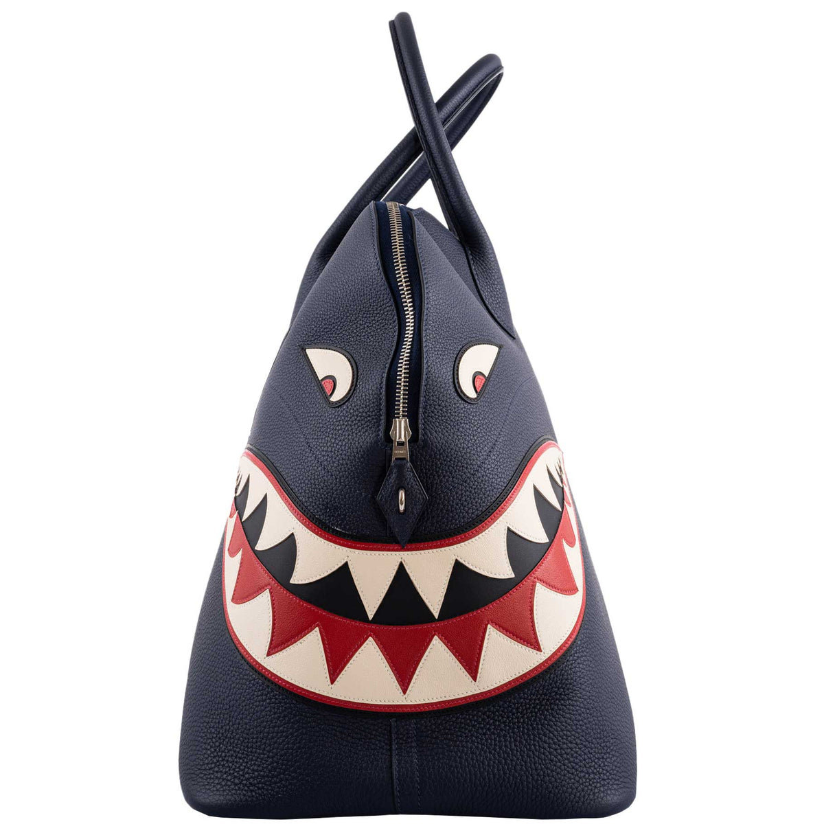 Hermes Bolide 40 Shark Indigo Blue Togo Bag Palladium Hardware, side view