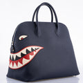 Hermes Bolide 40 Shark Indigo Blue Togo Bag Palladium Hardware, product detail view 9