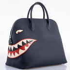 Hermes Bolide 40 Shark Indigo Blue Togo Bag Palladium Hardware, product detail view 9
