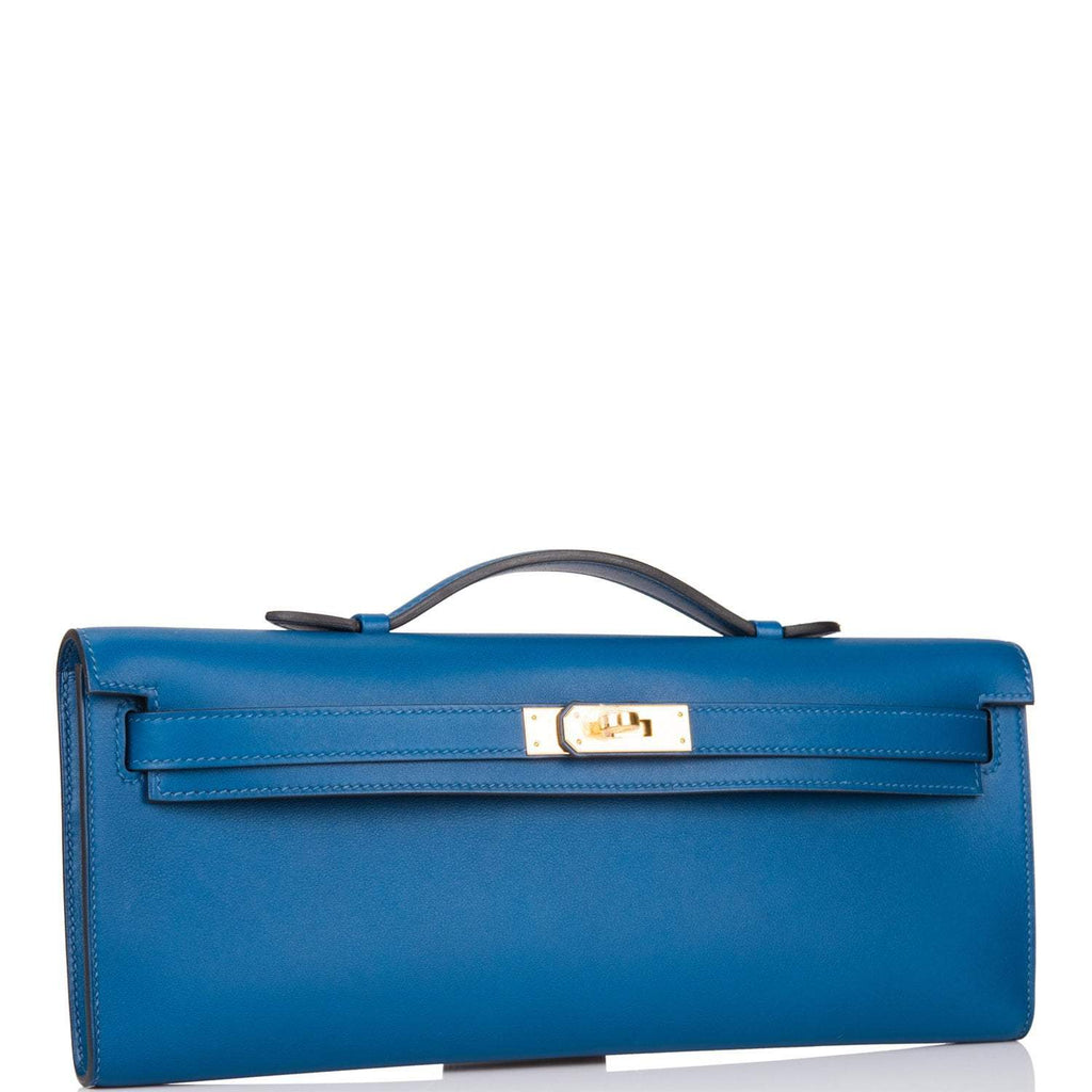 Hermes Deep Blue Swift Kelly Cut Gold Hardware